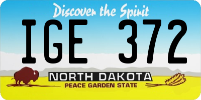 ND license plate IGE372