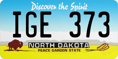 ND license plate IGE373