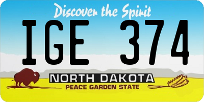 ND license plate IGE374