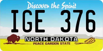 ND license plate IGE376