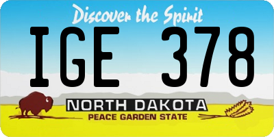 ND license plate IGE378
