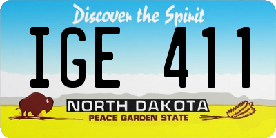ND license plate IGE411