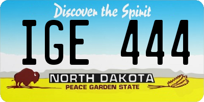 ND license plate IGE444