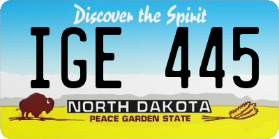 ND license plate IGE445