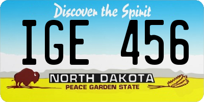 ND license plate IGE456