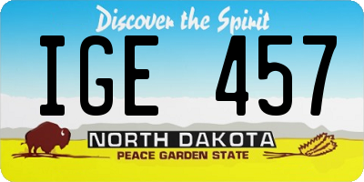 ND license plate IGE457