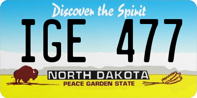 ND license plate IGE477