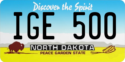 ND license plate IGE500