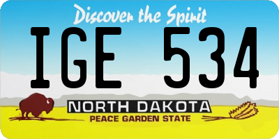 ND license plate IGE534