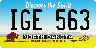 ND license plate IGE563