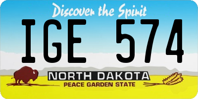 ND license plate IGE574