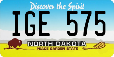 ND license plate IGE575