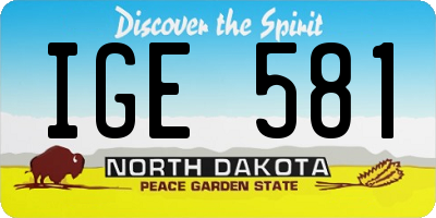 ND license plate IGE581