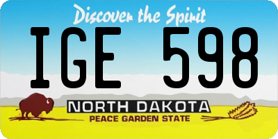ND license plate IGE598