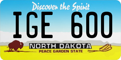 ND license plate IGE600