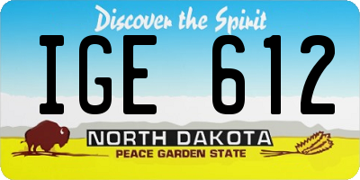 ND license plate IGE612