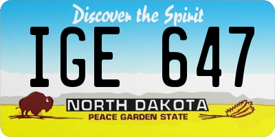 ND license plate IGE647