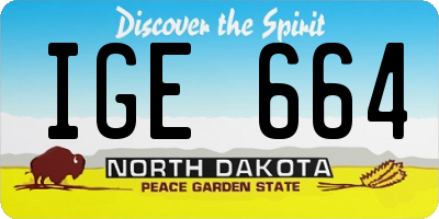 ND license plate IGE664