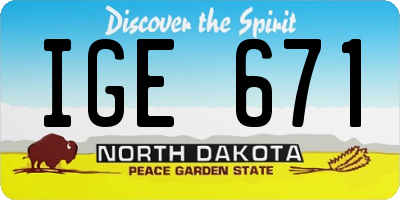 ND license plate IGE671