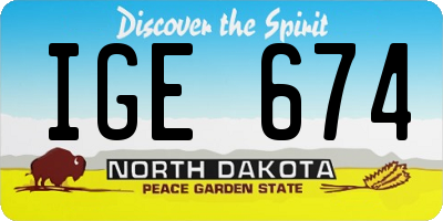 ND license plate IGE674