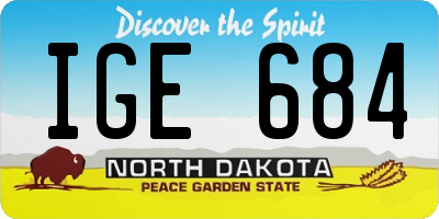 ND license plate IGE684