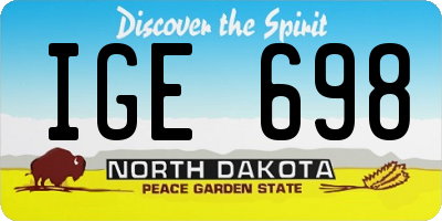 ND license plate IGE698