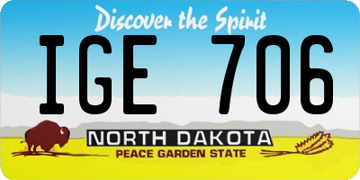 ND license plate IGE706