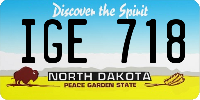 ND license plate IGE718