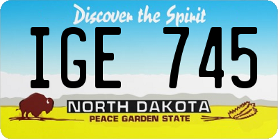 ND license plate IGE745