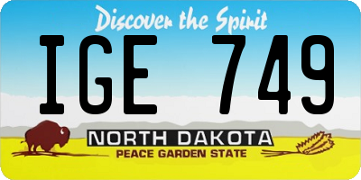 ND license plate IGE749