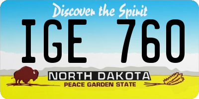 ND license plate IGE760