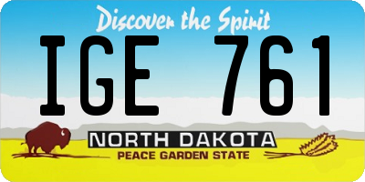 ND license plate IGE761