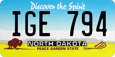 ND license plate IGE794