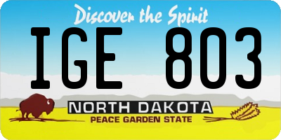 ND license plate IGE803