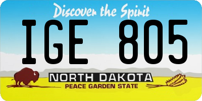 ND license plate IGE805