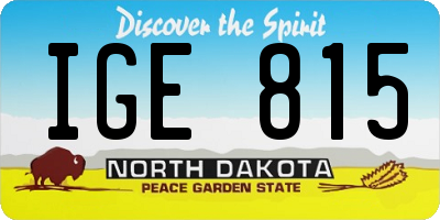 ND license plate IGE815