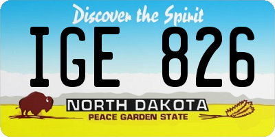 ND license plate IGE826