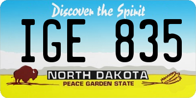 ND license plate IGE835