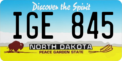 ND license plate IGE845
