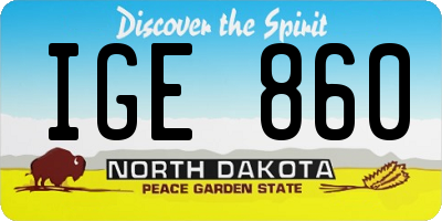 ND license plate IGE860