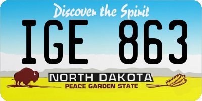 ND license plate IGE863