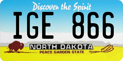 ND license plate IGE866