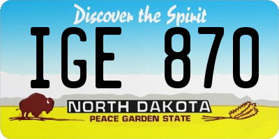 ND license plate IGE870