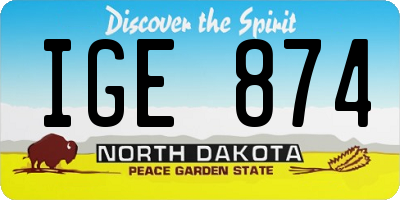 ND license plate IGE874