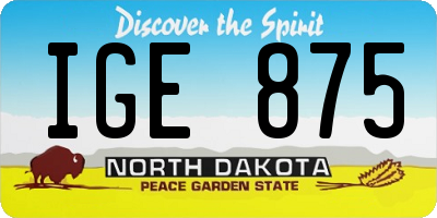ND license plate IGE875