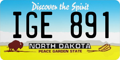 ND license plate IGE891