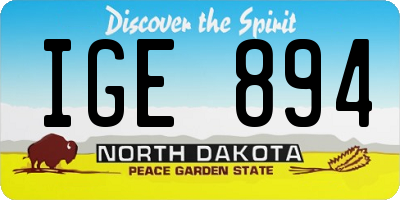 ND license plate IGE894