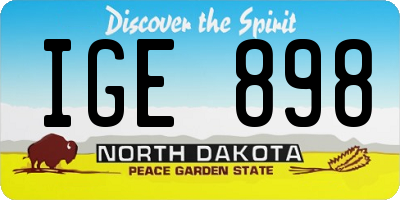 ND license plate IGE898
