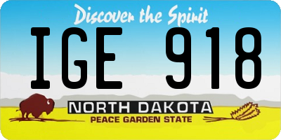 ND license plate IGE918