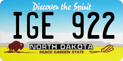 ND license plate IGE922